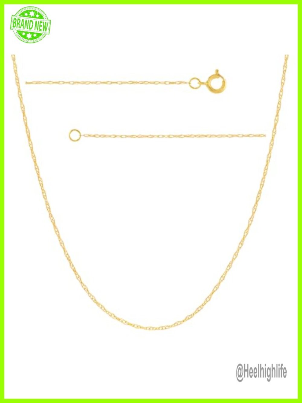 10K Solid Gold Rope Chain Necklace Dainty Braided Pendant Chain 22 Inch